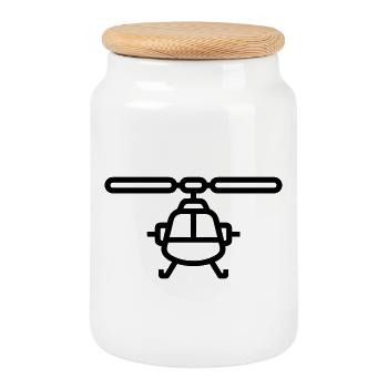 helicopter - Cookie Jar with Wooden Lid - white - Front
