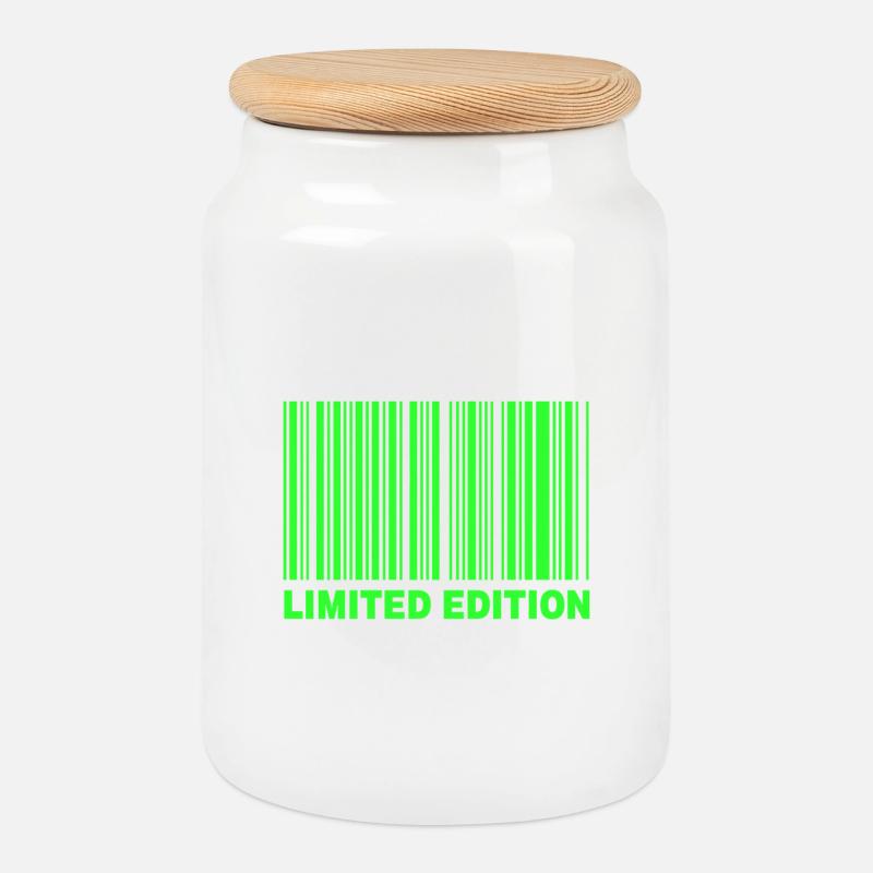 LIMITED EDITION - BARCODE  - Keksdose mit Holzdeckel - Weiß