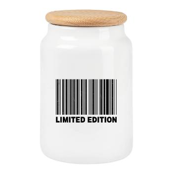 ÉDITION LIMITÉE - CODE-BARRES - Boîte à biscuits avec couvercle en bois - blanc - Devant
