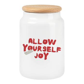 Accordez-vous de la joie - Boîte à biscuits avec couvercle en bois - blanc - Devant