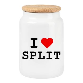 I love Split - Ich liebe Split - Cookie Jar with Wooden Lid - white - Front