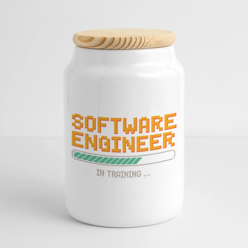 Software Developer in Training Debugging Humor Cookie Jar with Wooden Lid