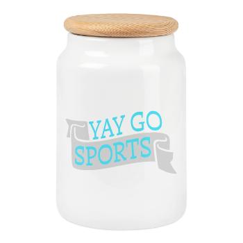 Yay Go Sports Sarkastisch Lustig Anti Sport Humor - Keksdose mit Holzdeckel - Weiß - Vorne