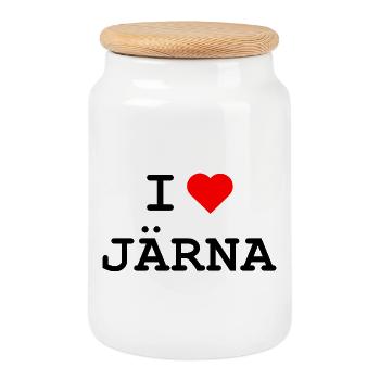 Ich liebe Järna - I love Järna - Cookie Jar with Wooden Lid - white - Front