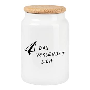 Das versendet sich - Keksdose mit Holzdeckel - Weiß - Vorne