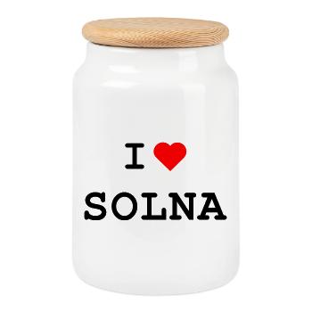 I love Solna - Ich liebe Solna - Cookie Jar with Wooden Lid - white - Front
