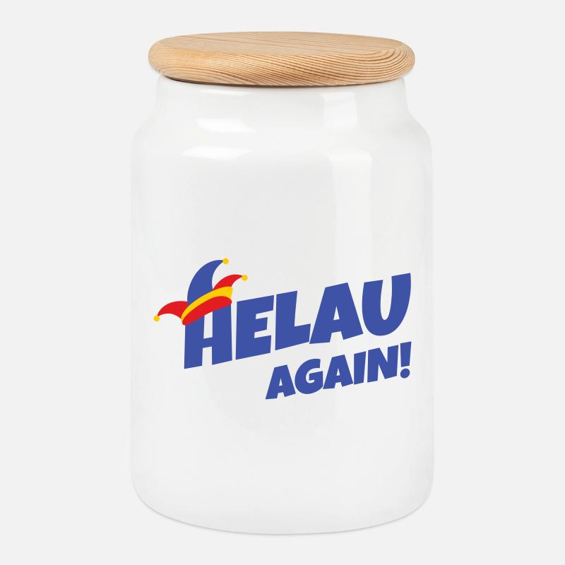 Helau again – Fasching Stil - Keksdose mit Holzdeckel - Weiß
