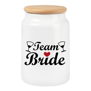 Équipe Mariée – Chemise de fête de jeune fille - Boîte à biscuits avec couvercle en bois - blanc - Devant