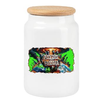 System Change, Not Climate Change - Cookie Jar with Wooden Lid - white - Front