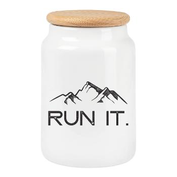 Ultra Running – Lauf es! - Keksdose mit Holzdeckel - Weiß - Vorne