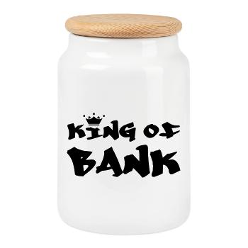 Le roi de la banque - Boîte à biscuits avec couvercle en bois - blanc - Devant