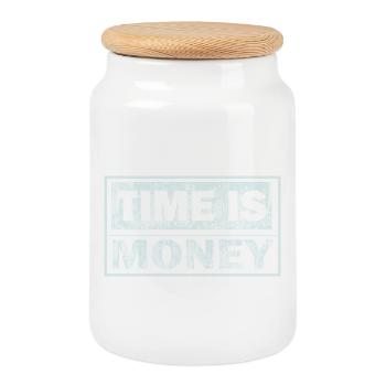 Time is money – Grunge text banner - Cookie Jar with Wooden Lid - white - Front