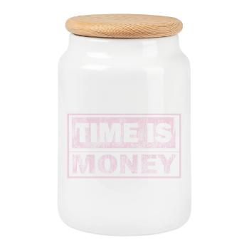 Time is money graphics - Cookie Jar with Wooden Lid - white - Front