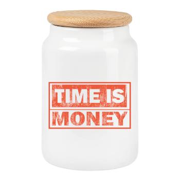 Le temps est de l’argent audacieux - Boîte à biscuits avec couvercle en bois - blanc - Devant