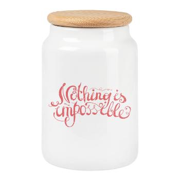 Nothing is impossible - Cookie Jar with Wooden Lid - white - Front