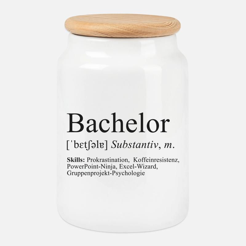 bachelor - Cookie Jar with Wooden Lid - white