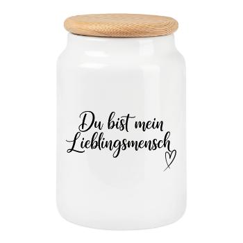 You are my favorite person – Loving design - Cookie Jar with Wooden Lid - white - Front