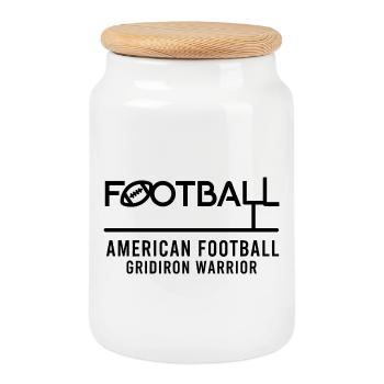 Conception du Guerrier du Football américain - Boîte à biscuits avec couvercle en bois - blanc - Devant