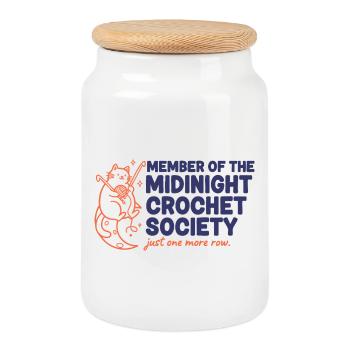 Member Of Midnight Crochet Society Just One More - Cookie Jar with Wooden Lid - white - Front
