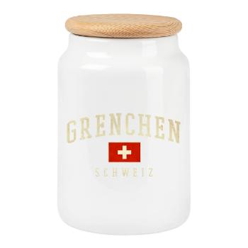 Personnages vintage de Grenchen Suisse - Boîte à biscuits avec couvercle en bois - blanc - Devant