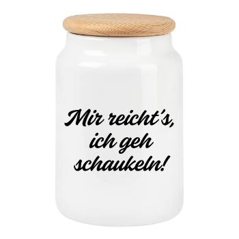 Mir reicht es, ich gehe schaukeln. - Keksdose mit Holzdeckel - Weiß - Vorne