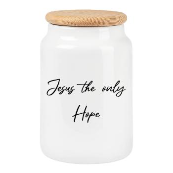 Jesus the only hope - Cookie Jar with Wooden Lid - white - Front