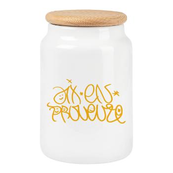 Traditionelles Aix-en-Provence Souvenir T-Shirt - Keksdose mit Holzdeckel - Weiß - Vorne