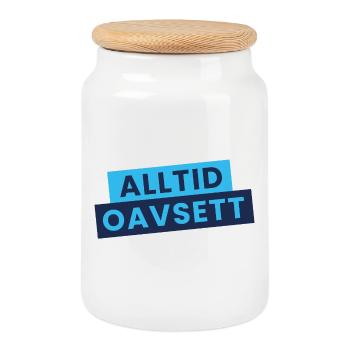 Immer unabhängig – stilvolle Aussage - Keksdose mit Holzdeckel - Weiß - Vorne