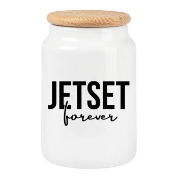 JETSET FOREVER - Cookie Jar with Wooden Lid - white - Front