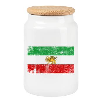 Vieille Guerre du Grunge Ancien Drapeau de l’Iran - Boîte à biscuits avec couvercle en bois - blanc - Devant