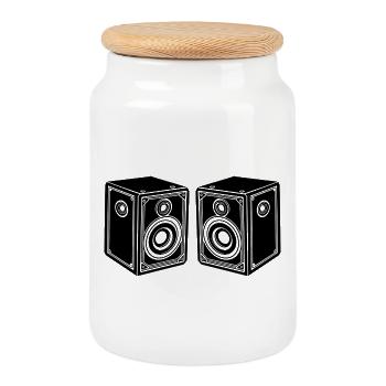 Audiolautsprecher - Keksdose mit Holzdeckel - Weiß - Vorne