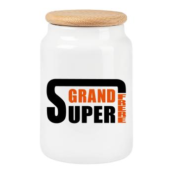 Super big brother - Cookie Jar with Wooden Lid - white - Front