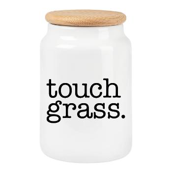 Touch grass - Keksdose mit Holzdeckel - Weiß - Vorne