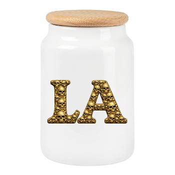 Crâne d’Or, LA - Boîte à biscuits avec couvercle en bois - blanc - Devant