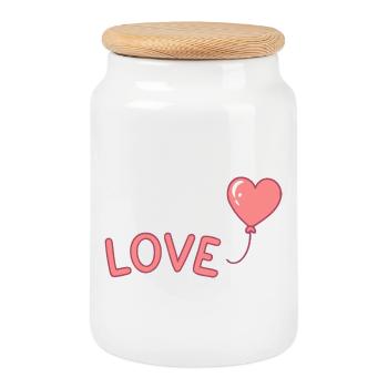 Pastel Love Balloon Illustration - Cookie Jar with Wooden Lid - white - Front