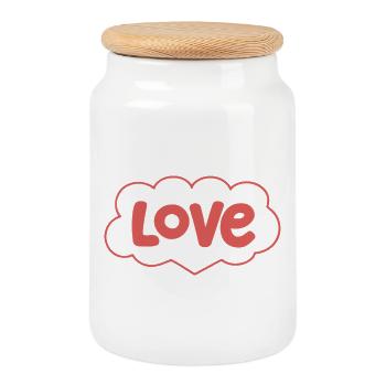 Liebe in Rosy Cloud - Keksdose mit Holzdeckel - Weiß - Vorne