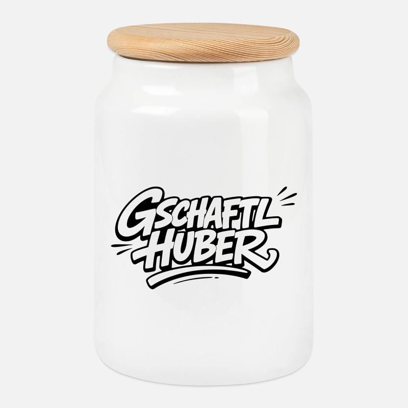 Gschaftlhuber - Keksdose mit Holzdeckel - Weiß