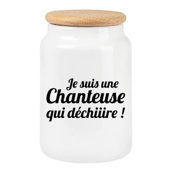Je suis une Chanteuse qui Déchiiire - Boîte à biscuits avec couvercle en bois - blanc - Devant