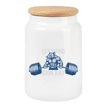 Muscular Gym Rat – Grafik für Fitness Fans - Keksdose mit Holzdeckel - Weiß - Vorne