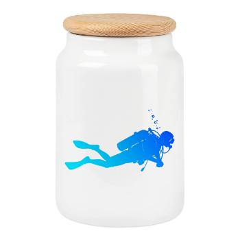 Motif de plongée frais pour la plongée - Boîte à biscuits avec couvercle en bois - blanc - Devant