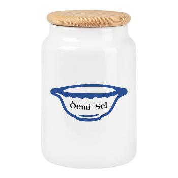Bol Breton Demi Sel - Boîte à biscuits avec couvercle en bois - blanc - Devant