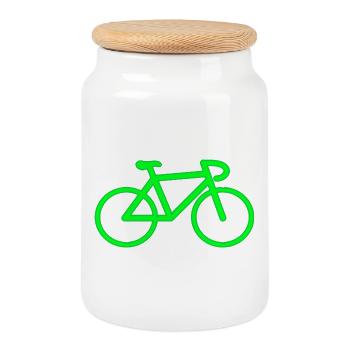 Bicycle Wheel - Cookie Jar with Wooden Lid - white - Front