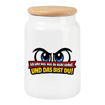 Je vois quelque chose que tu ne vois pas – et c’est toi - Boîte à biscuits avec couvercle en bois - blanc - Devant