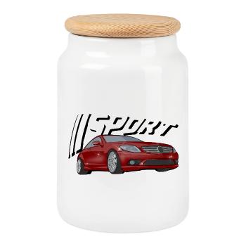 Voiture de sport rouge - Boîte à biscuits avec couvercle en bois - blanc - Devant