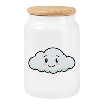 Mon ami nuage câlin - Boîte à biscuits avec couvercle en bois - blanc - Devant