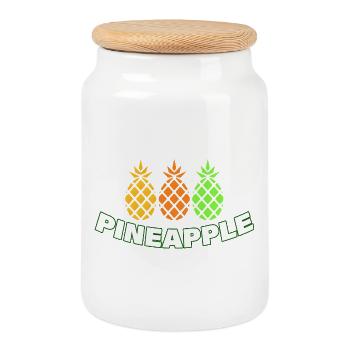Pineapple - Cookie Jar with Wooden Lid - white - Front