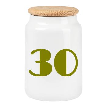 30. 30 ANS. 30e ANNIVERSAIRE. ANNIVERSAIRE 30 ANS. - Boîte à biscuits avec couvercle en bois - blanc - Devant