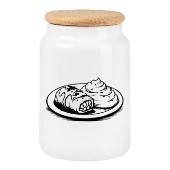 Golubzi cabbage wrap with mashed potatoes - Cookie Jar with Wooden Lid - white - Front