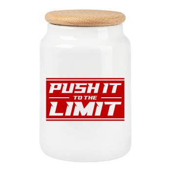 Push It To The Limit - Cookie Jar with Wooden Lid - white - Front