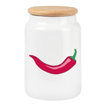 Red Chili Smile - Keksdose mit Holzdeckel - Weiß - Vorne